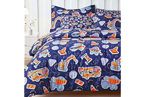 Viviland Kids Twin Single Bedding Sets for Boys, Soft Twin Single Comforter Set with Sheets, 5 Pieces Microfiber Bed in a Bag