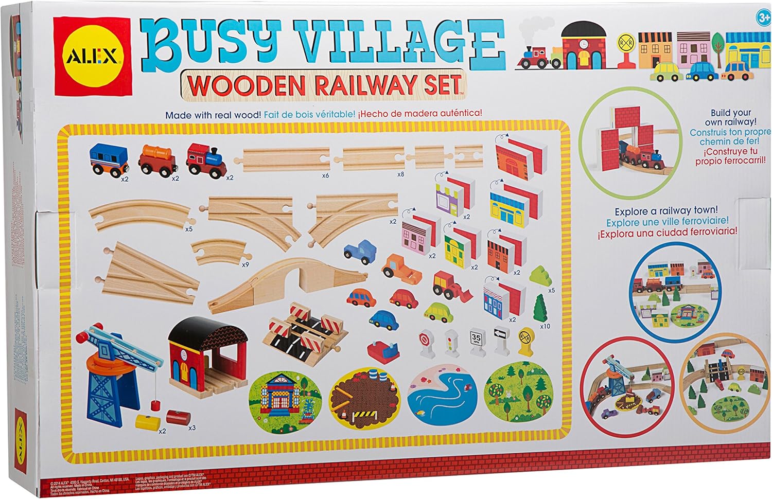 busy village wooden railway set