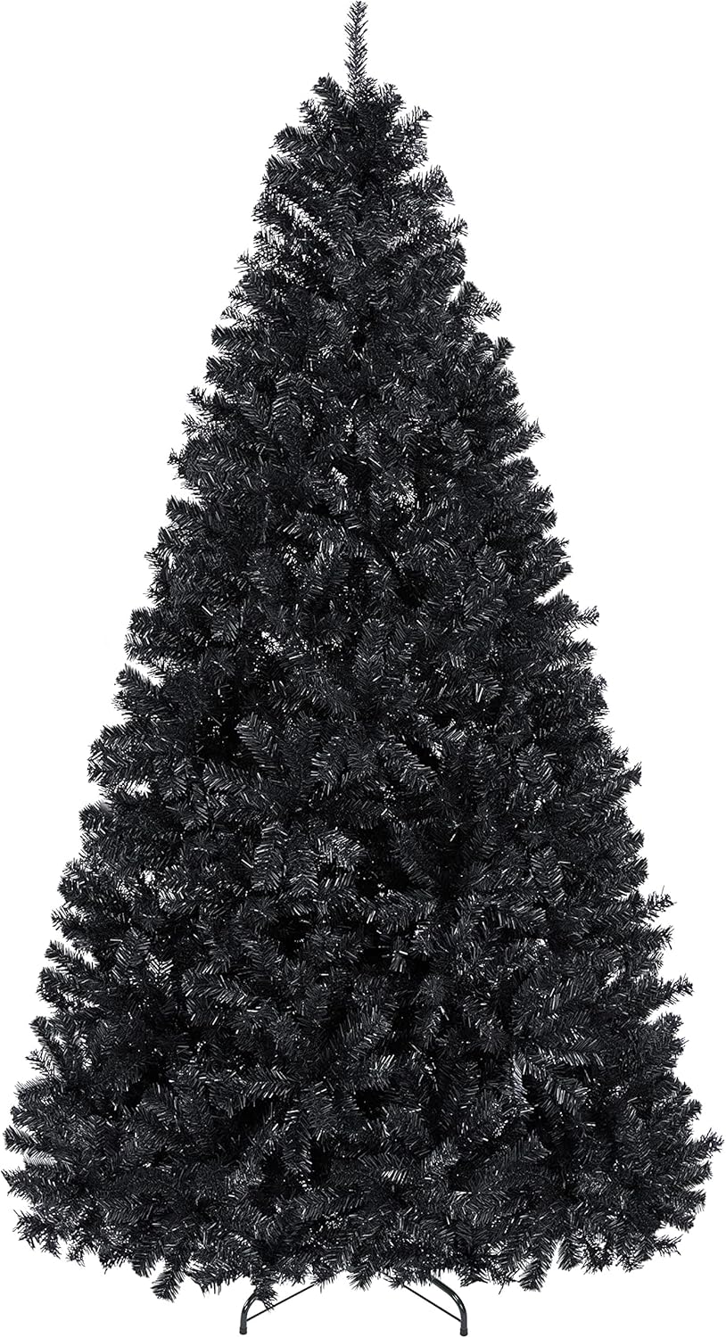 Trees - Yaheetech 7.5ft Halloween Black Artificial Christmas Pine Tree Seasonal Holiday Carnival Home Party Decoration for Home, Office Indoor Outdoor with 1749 Branch Tips and Foldable Stand