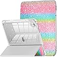 INFILAND Compatible with iPad A16 11th Generation 11 Inch 2025 Case, iPad Case 10th Generation 10.9 Inch, Glitter Cover with Sparkly Clear Back, Pencil Holder, for Kids Girls (Rainbow)