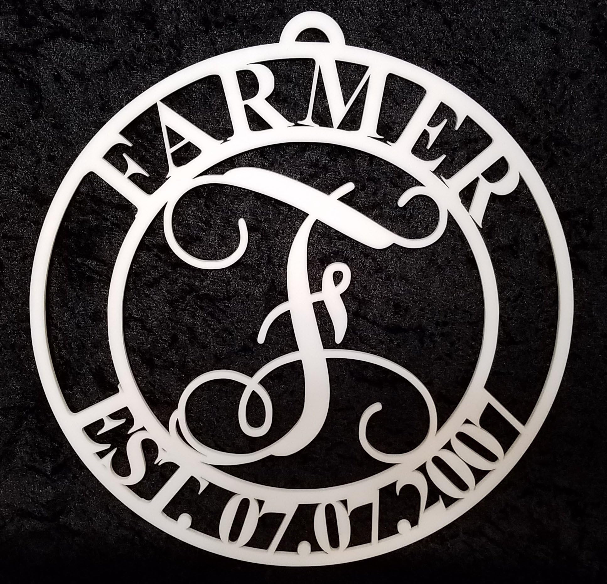 15.5" x 1/4" Acrylic Monogram Front Door Circle,Curved Last Name initial, Door Decor, Hanger, Acrylic, Indoor Outdoor, Family Letter, Monogram, House - Weathers better than wood or metal! Hanging Wall