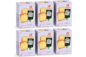 Katz Gluten Free Texas Toast, Fluffy Garlic Bread. Free of Dairy, Tree Nut, Peanut, and Soy. Kosher. 7.8oz (6pk)