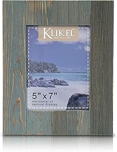Klikel Distressed Wood 5 X 7 Picture Frame - Blue Solid Wooden Wall Hanging And Table Standing Photo Frame