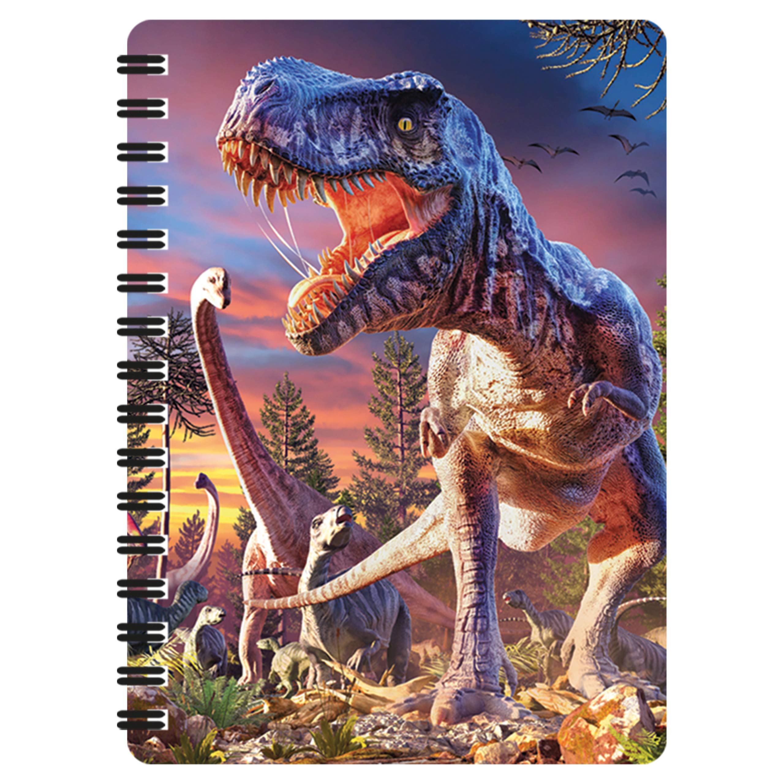 3D LiveLife Jotter - T-Rex Attack from Deluxebase. Lenticular 3D Dinosaur A6 Spiral Notebook with plain recycled paper pages. Artwork licensed from renowned artist David Penfound