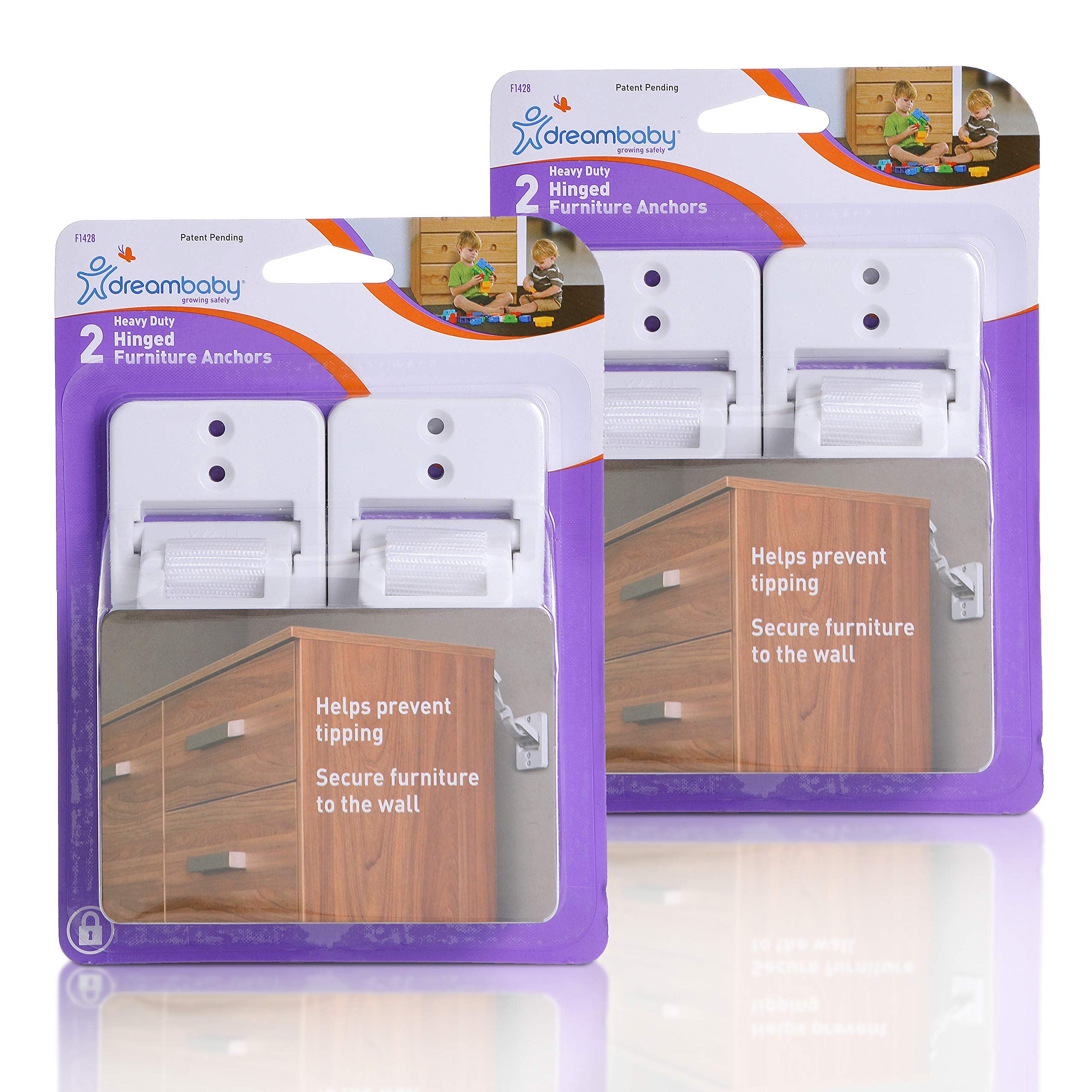 Dreambaby Heavy-Duty Hinged Furniture Straps 4 Pack, White