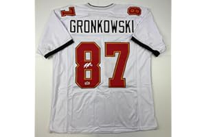 HOFSM.COM HALL OF FAME SPORTS MEMORABILIA Facsimile Autographed Rob Gronk Gronkowski Tampa Bay White Reprint Laser Auto Football Jersey Size Men's XL