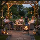 Relaxdays Chiminea Patio Heater 89cm Grey Cast Iron Firepit with Poker & Spark view 2