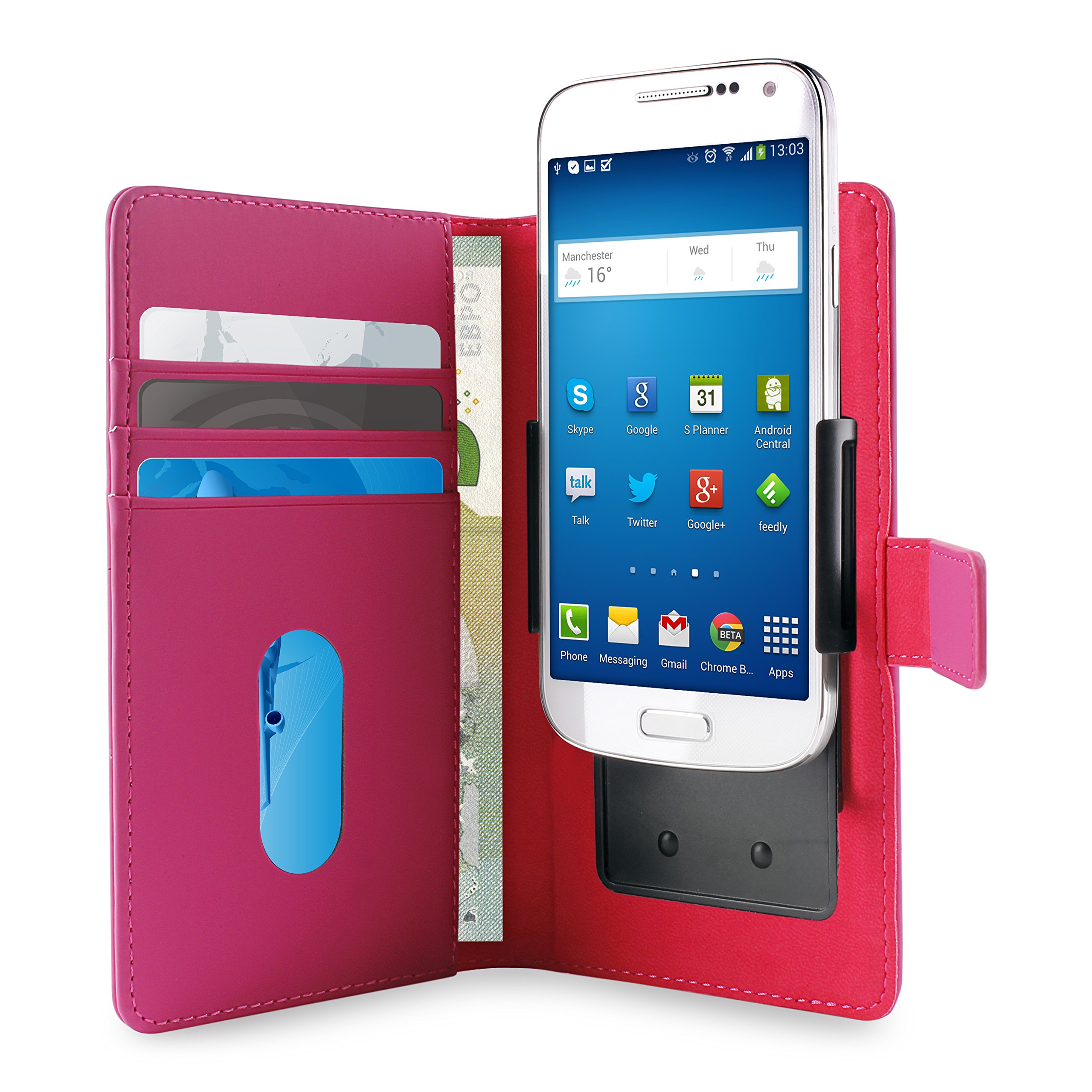 Puro – Universal uniwallet3pnkm – Protective Folio Adjustable (Up To 4.3 "), with 3 compartments for Credit Card and Notes Slot – Pink