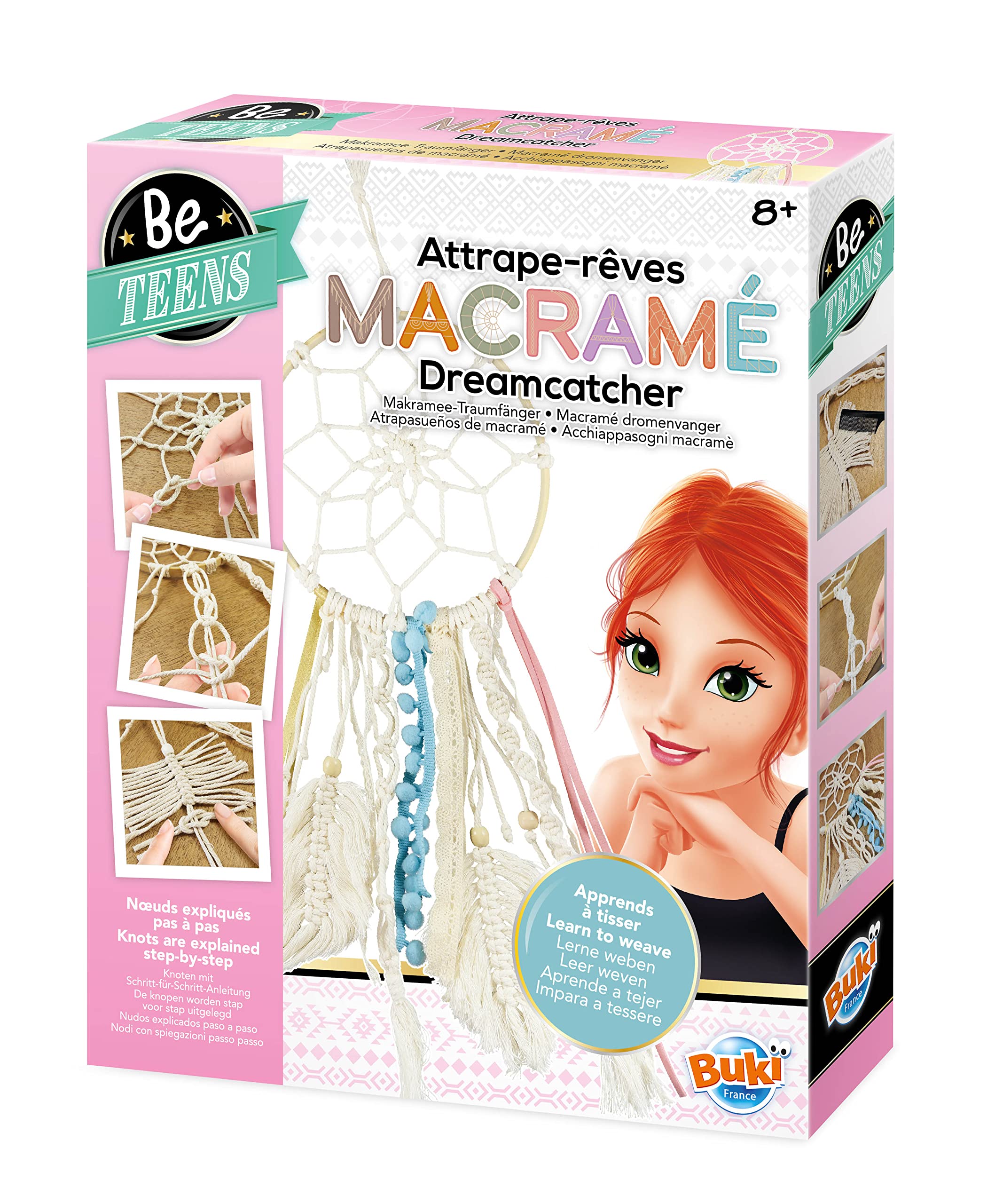 Buki France Macrame Dream Catcher Making Gift Set. Macrame Dreamcatcher Wall Decoration Kit. Homemade Dream Catcher with Accessories & Instructions. Arts & Crafts for Kids. Suitable for Boys Girls 8+