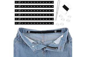 BREMOROU 6 Pcs Waist Tightener for Pants Women Jeans Button Tightener Pants Adjuster Waist Tightener Jeans Waist Tightener Jean Button Waist Tightener Suitable Elastic Waist Extenders for Women Men (Black)