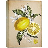 SIGNWIN Canvas Wall Art Yellow Lemon and White Flowers with Branches and Leaves Fruit Plants Illustrations Impressionism Vintage Relax/Calm for Living Room, Bedroom, Office - 12x18 inches
