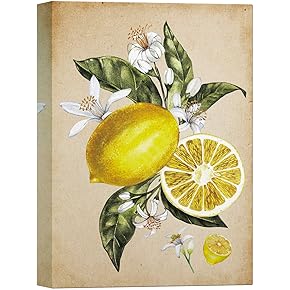 SIGNWIN Canvas Wall Art Yellow Lemon and White...
