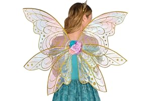 Amscan Party City Adult Fairy Wings for Women, Mythical Glitter Gold - Girls Fantasy Fairy Costume Accessories - Costumes for Halloween, Birthday Parties, Cosplay & Themed Events