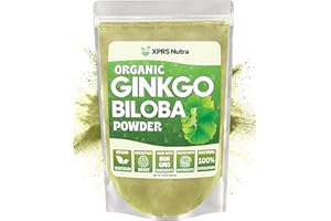XPRS Nutra Organic Ginkgo Biloba Powder - Gingko Biloba Supplements for Cognition - Vegan Friendly Ginkoba Biloba Organic - Immunity Boosting Ginkgo Biloba Powder (16 oz)