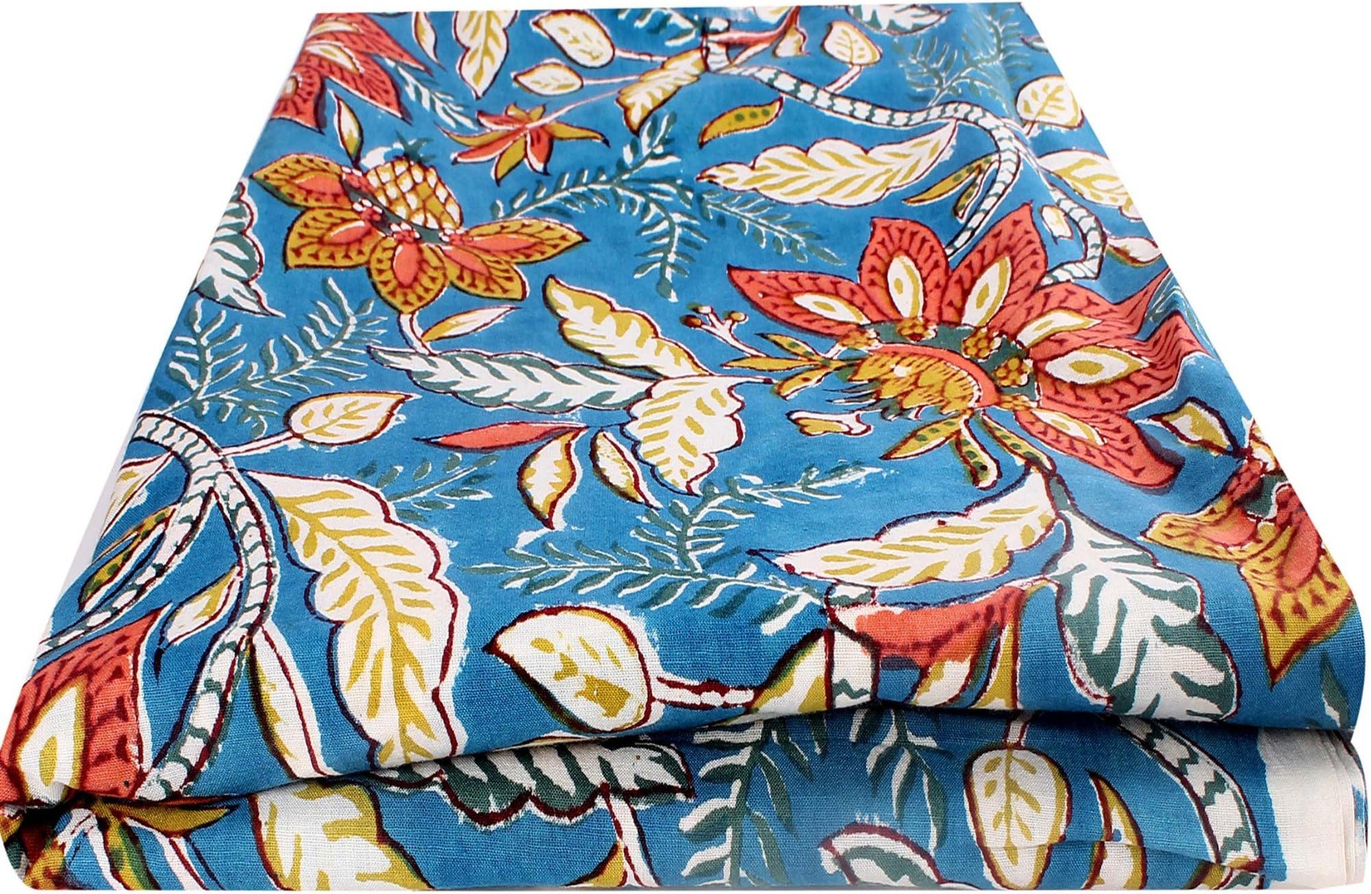 BANARSI DAS Cotton Floral Print Jaipuri Fabric Handmade Sanganeri (BD_FAB01_MLTI,2.5 Meter,Multicolour)