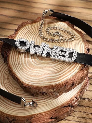 Sacina Gothic Punk Cute Owned Choker, Black Choker, Black PU