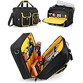 Marscamd Electrician Tool Bag with Laptop Sleeve, Tool Tote with Multiple Pockets for Technicians, Black