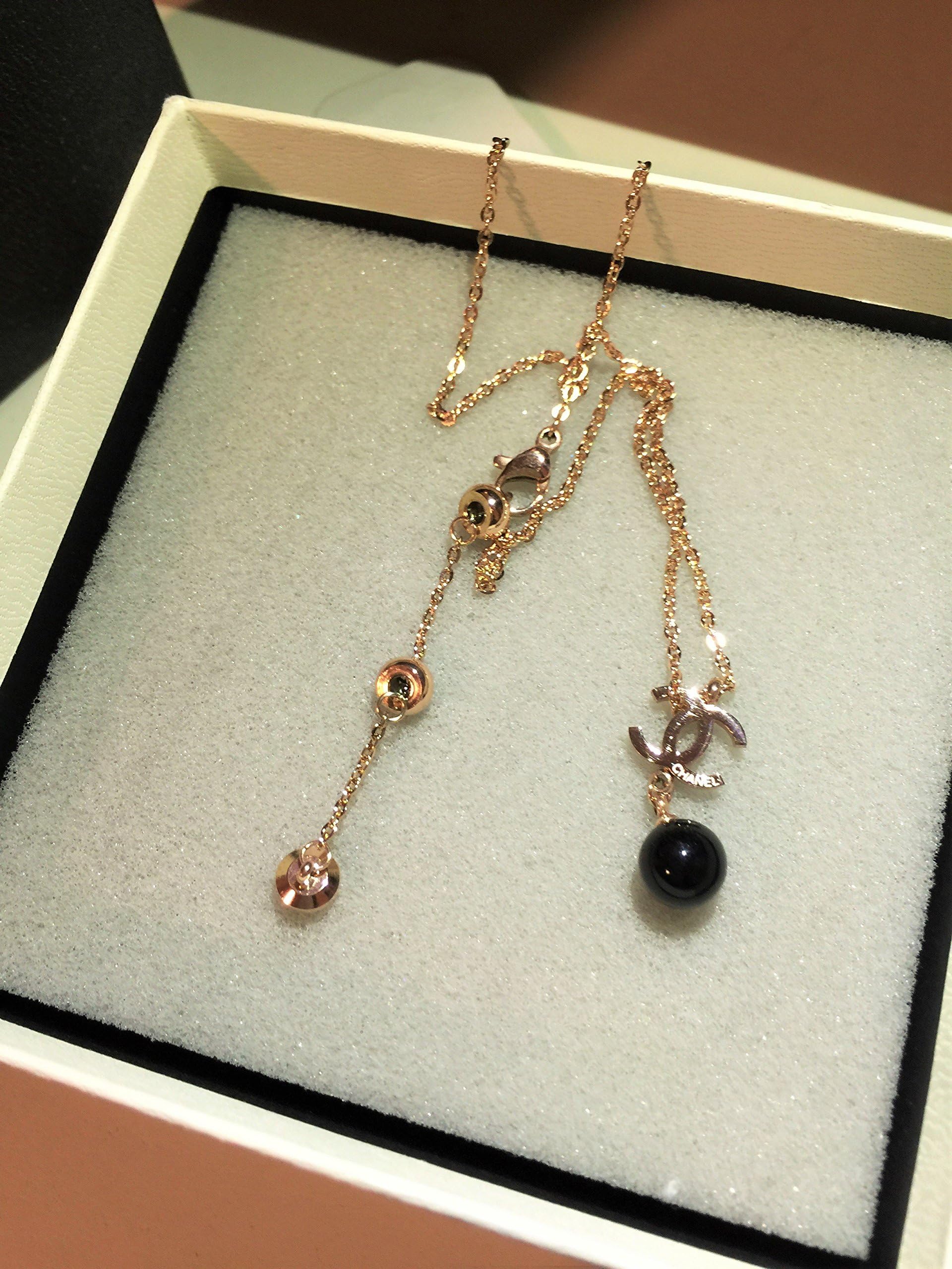 Darling JewelryWomen's Stainless Steel Fashion Necklace (black pearl)