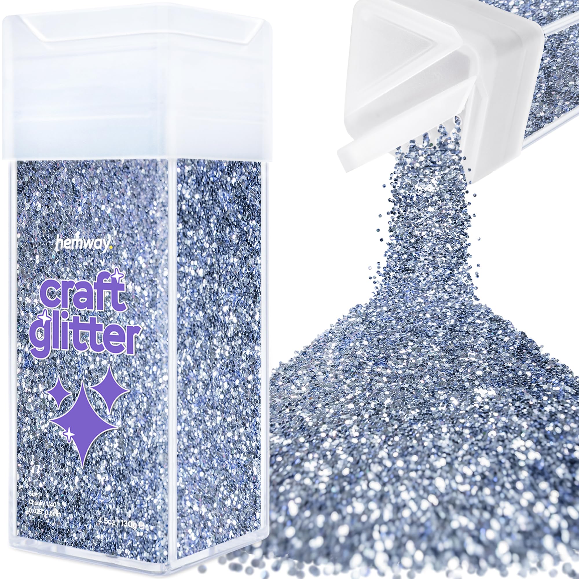 Hemway Glitter Shaker Azure Blue 110g Chunky, Craft Glitter Shaker for Resin & Epoxy Crafts, Christmas Art Supplies, Nail, Body, Face, Eye, Festival, Crafting, Slime, Sparkle