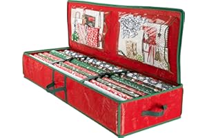 URBUNDY Heavy Duty Wrapping Paper Organizer Storage Bag Red - Christmas Storage Organizer For Wrapping Paper And Gift Bag Storage - Wrappings Papers Storages Container - Holiday Christmas Decorations