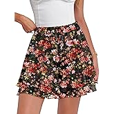Caracilia Skorts for Women Boho Casual Beach Mini Skirts Summer Floral Ruffle Chiffon Flowy Shorts 2026 Trendy Outfits