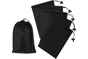PALTERWEAR Drawstring Bag with Toggle - Nylon Cinch and Ditty Pouch - Six Pack (Black, 5 x 7 Inch, Set of 6)
