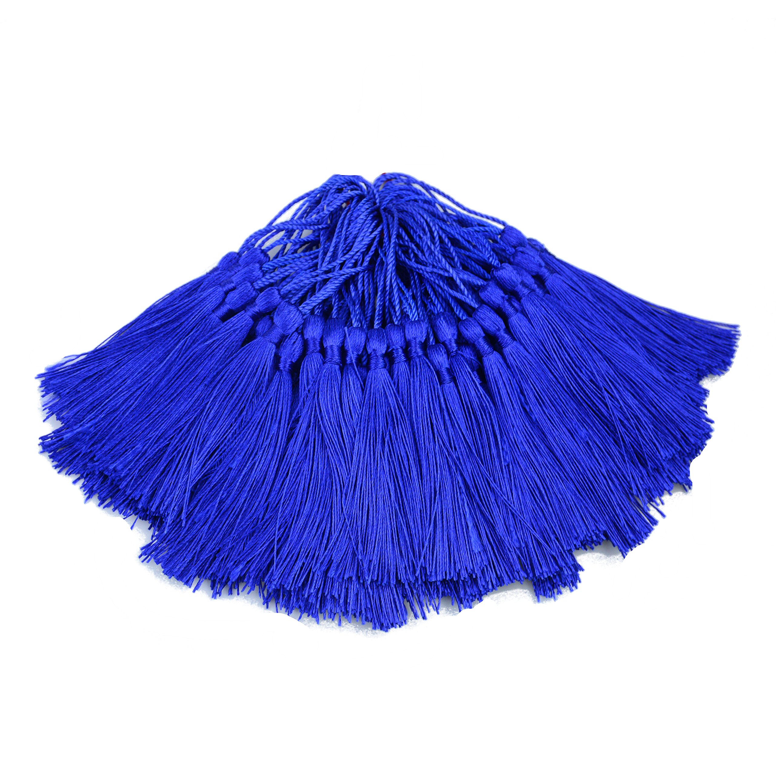 100pcs 13cm/5 Inch Silky Floss bookmark Tassels with 2-Inch Cord Loop and Small Chinese Knot for Jewelry Making, Souvenir, Bookmarks, DIY Craft Accessory (Navy blue)