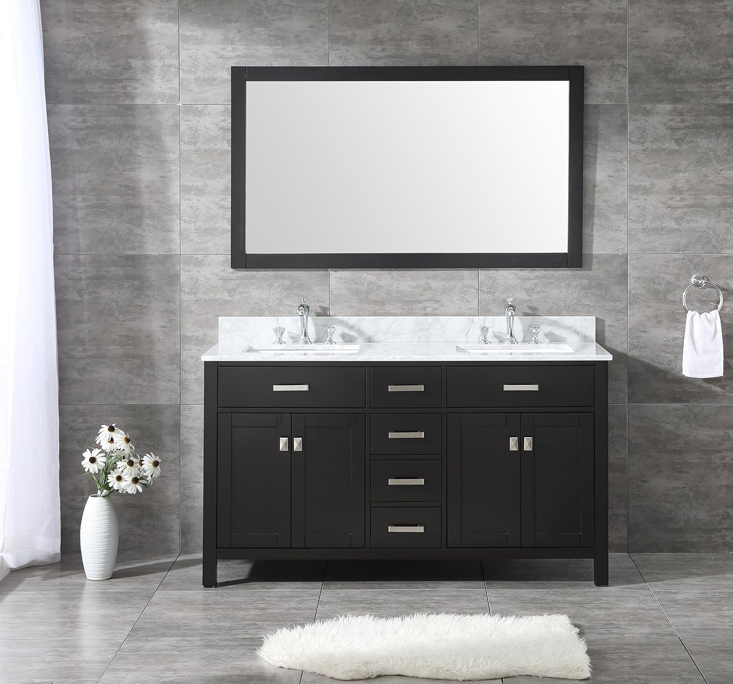 All Wood Espresso Shaker Vanity Complete 60 Inch