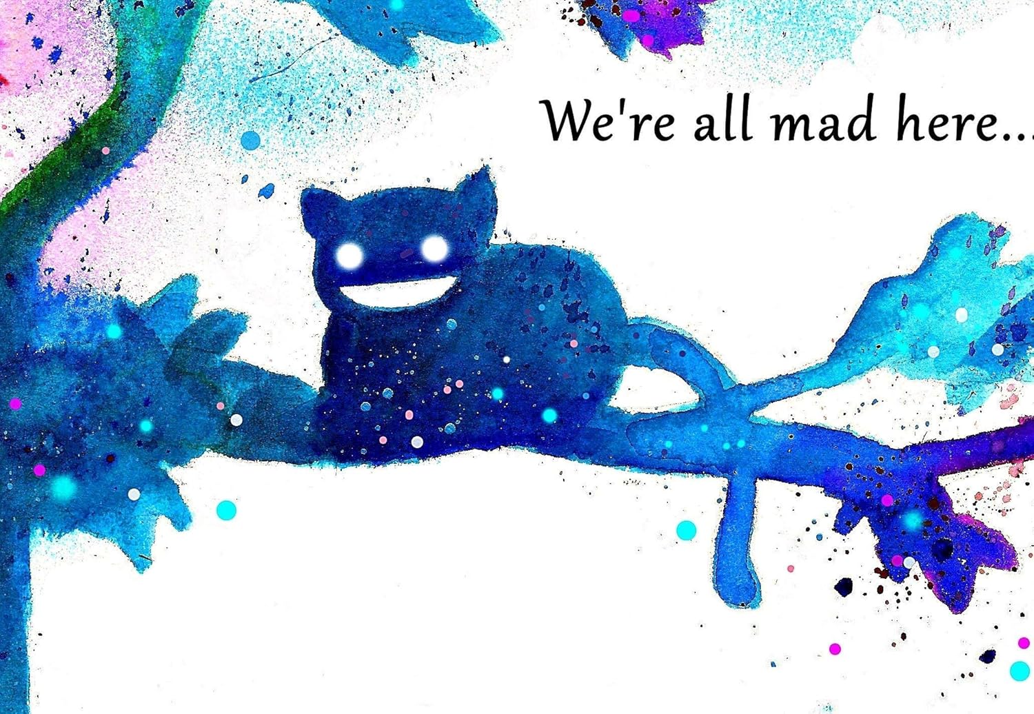 Grinsekatze Alice im Wunderland Aquarell Kunstdruck