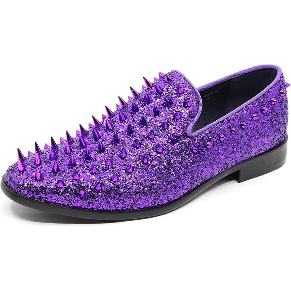 purple sequin dress shoes Purple Sparkle Slip On Men's Shoes, 8