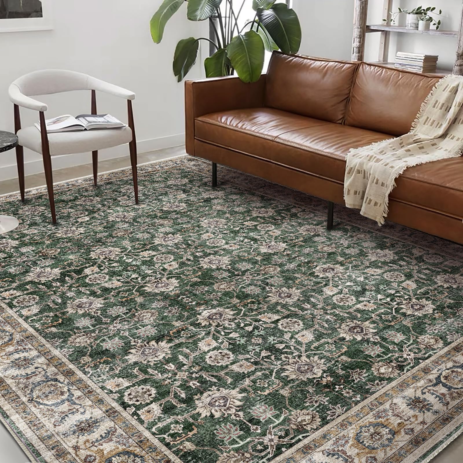 Photo 1 of CHAMPLANT Washable Area Rug 8'x10' Retro Boho Design Non-Shedding Non-Slip Easy Care Ideal for High Traffic Areas in Living Room Bedroom Office Coffee Table Kitchen Large Carpet