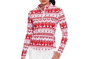 M MOTEEPI Womens Golf Shirt Long Sleeve Athletic Quarter Zip Pullover Sun Protection with Pocket