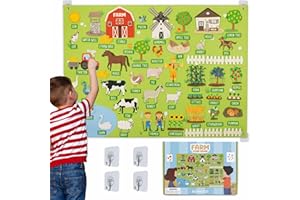 BONNYCO Felt Board for Toddlers with 92 Animal Farm Figures. Montessori and Sensory Toys, Birthday Gifts for Kids 3-8 Years Old. Educational Games, Learning Activities, Christmas