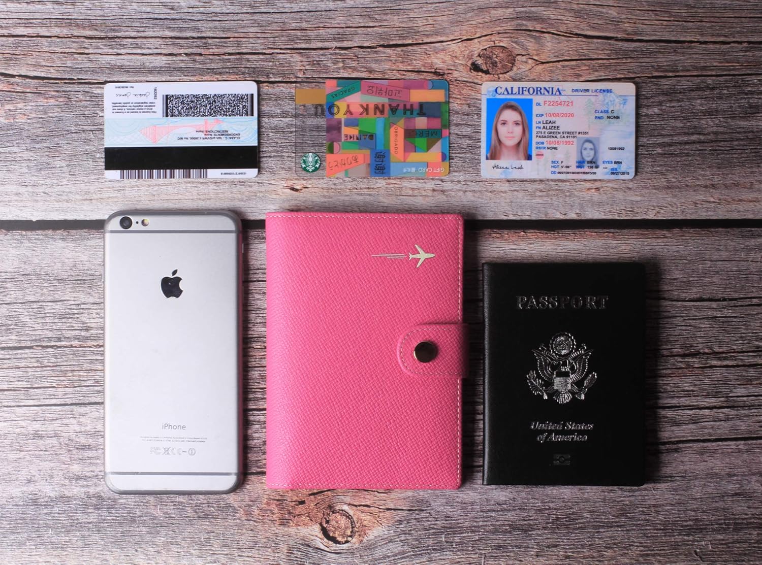 Passport Holder Cover Wallet RFID Blocking Leather Card Case Travel Document Organizer Pink: Clothing