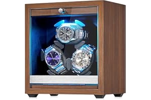 ANWBROAD Watch Winder for Automatic Watches, Wooden 3 Watch Winders, 4 Modes Automatic Watch Winder Box with Quiet Japan Motor, LED Watch Spinner with Foam Pillows, AC Adapter for Man UJWW013M