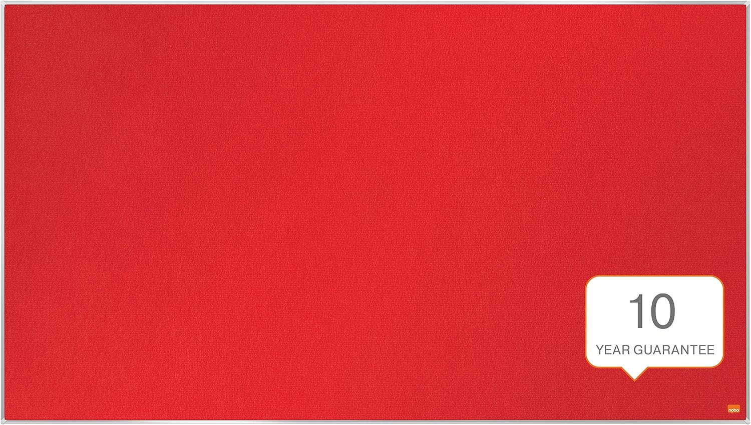 Nobo Widescreen Felt Noticeboard, 1220 x 690 mm, Slim Trim Frame, InvisaMount Mounting System, Impression Pro, Red, 1915421 - Image 3