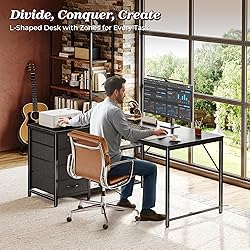 PRAISUN 43.3" Small Computer Desk with Power