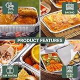 Zuvo 50 Large Aluminium Foil Food Container with Lid 600ml Silver view 3