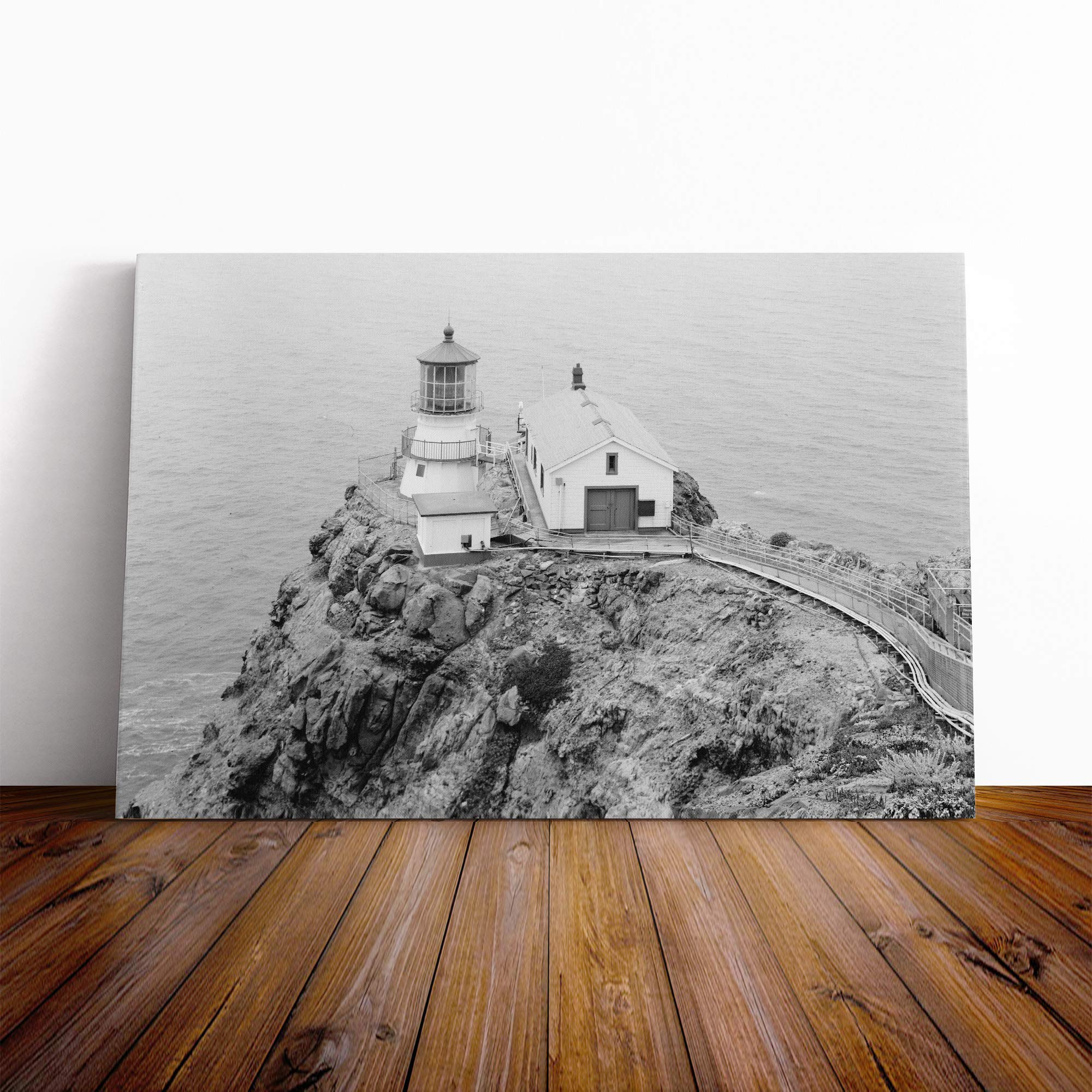 Architecture Lighthouse Point Reyes, CA Canvas Print | Gallery Wrapped 30mm Frame Wall Art | 20x14 inches | Ready to Hang | Coastal Seascape Picture | Living Room Bedroom Lounge Office