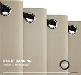 Deconovo Door Curtain Thermal Wide Width Ring Top 80 x 84 Beige 1 Panel view 7