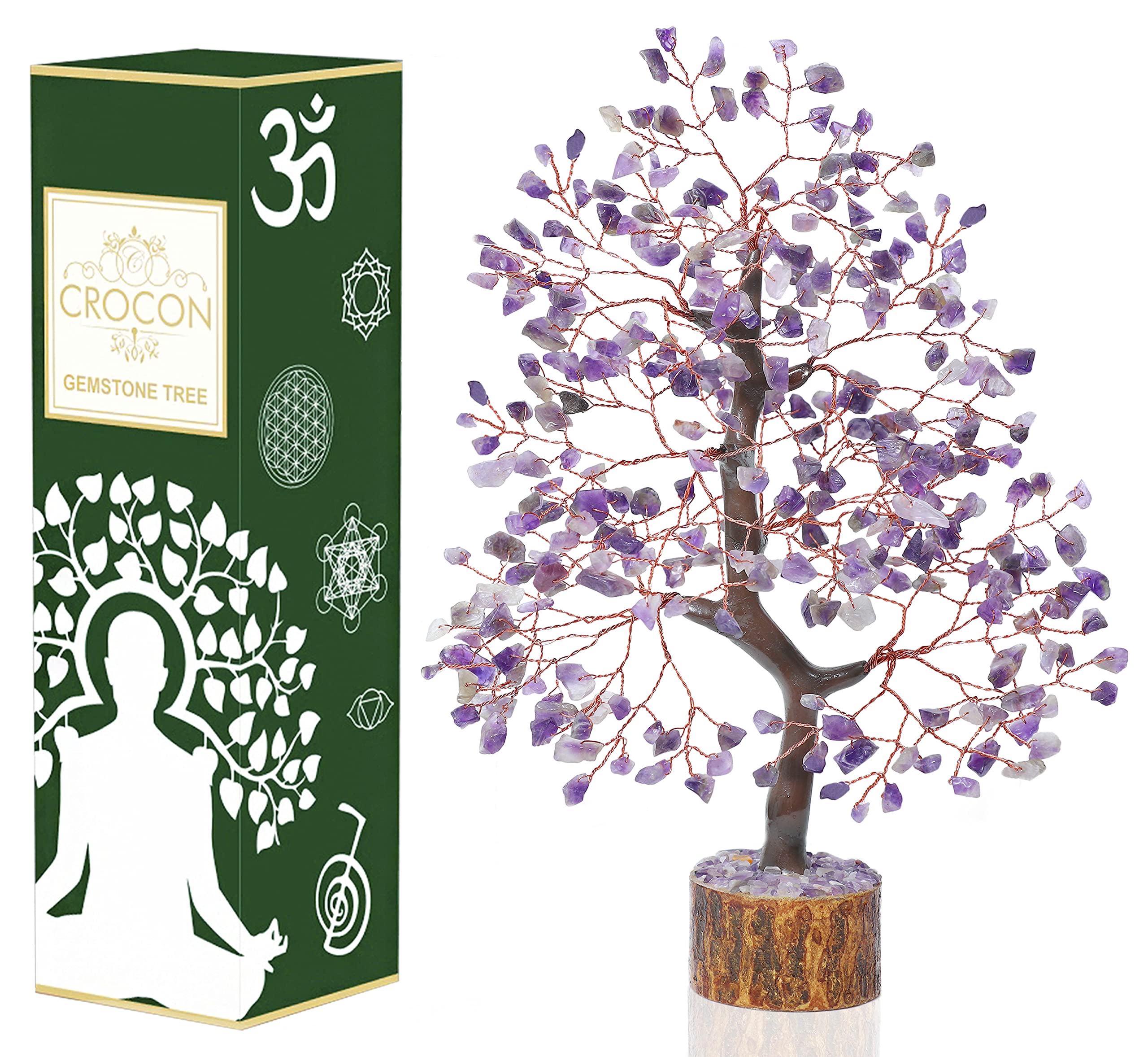 Crocon Amethyst Crystal Tree of Life Purple Gemstone Chakra Healing Crystals Tree for Home Decor Spiritual Room Decor for Women birthday gifts for Mum House warming Present Good Luck
