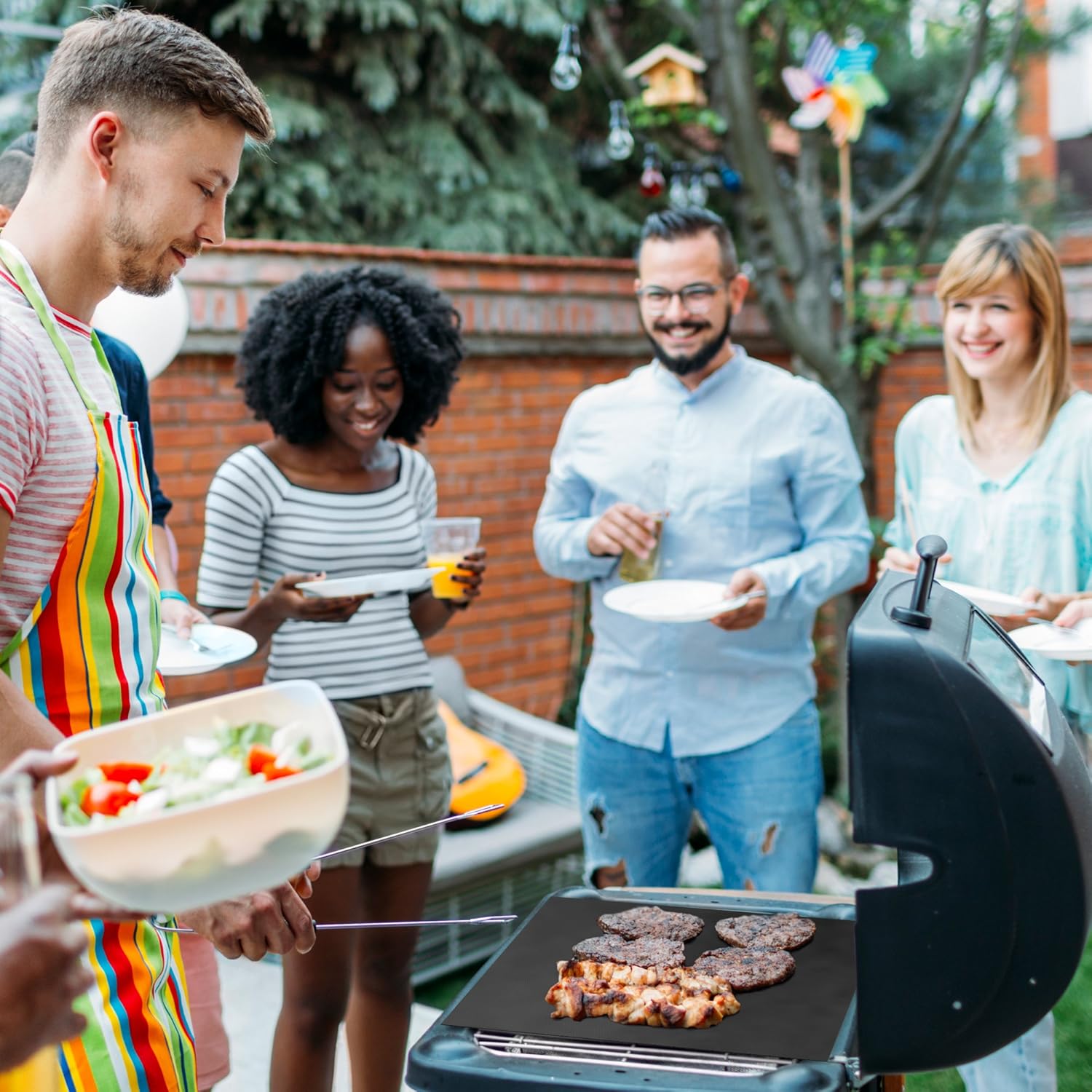 Vremi Grill Sergeant BBQ Mat Set - 5 Heavy Duty, Non-Stick, Heat Resistant and BPA-Free Reusable Grill Mats - Compatible with Propane, Natural Gas, Charcoal and Electric Grills, Smokers and Ovens : Garden & Outdoor