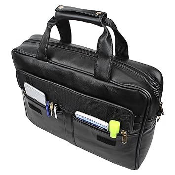 AmazingHind Letherette Laptop Messenger Bag ( 15.6-inch, Black)