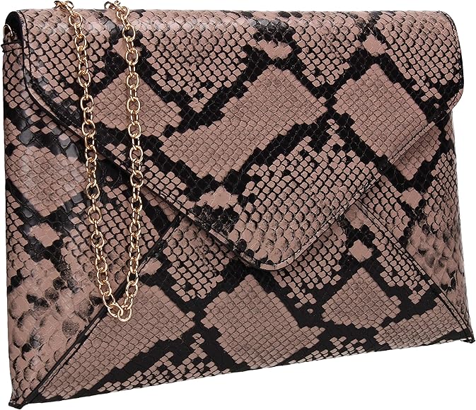 snakeskin envelope clutch