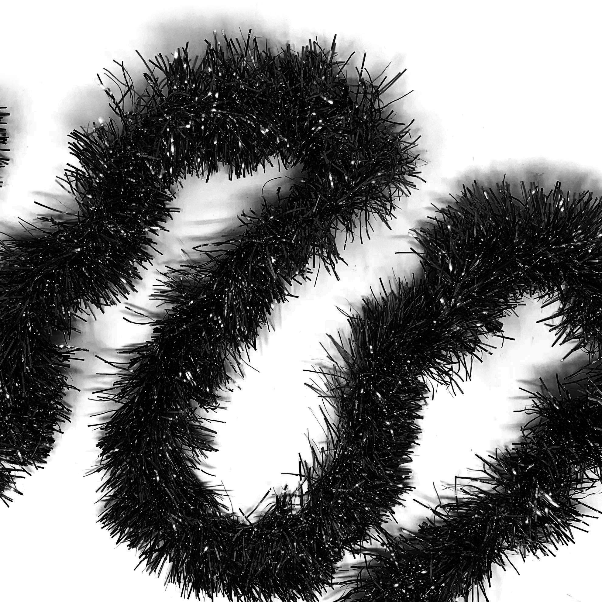 Allgala 50 Feet Christmas Foil Tinsel Garland Decoration for Holiday Tree Walll Rail Home Office Event-Black-XG93202