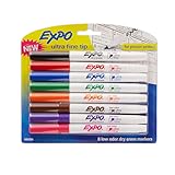 EXPO Low-Odor Dry Erase Markers, Ultra Fine Tip, Assorted Colors, 8-Count