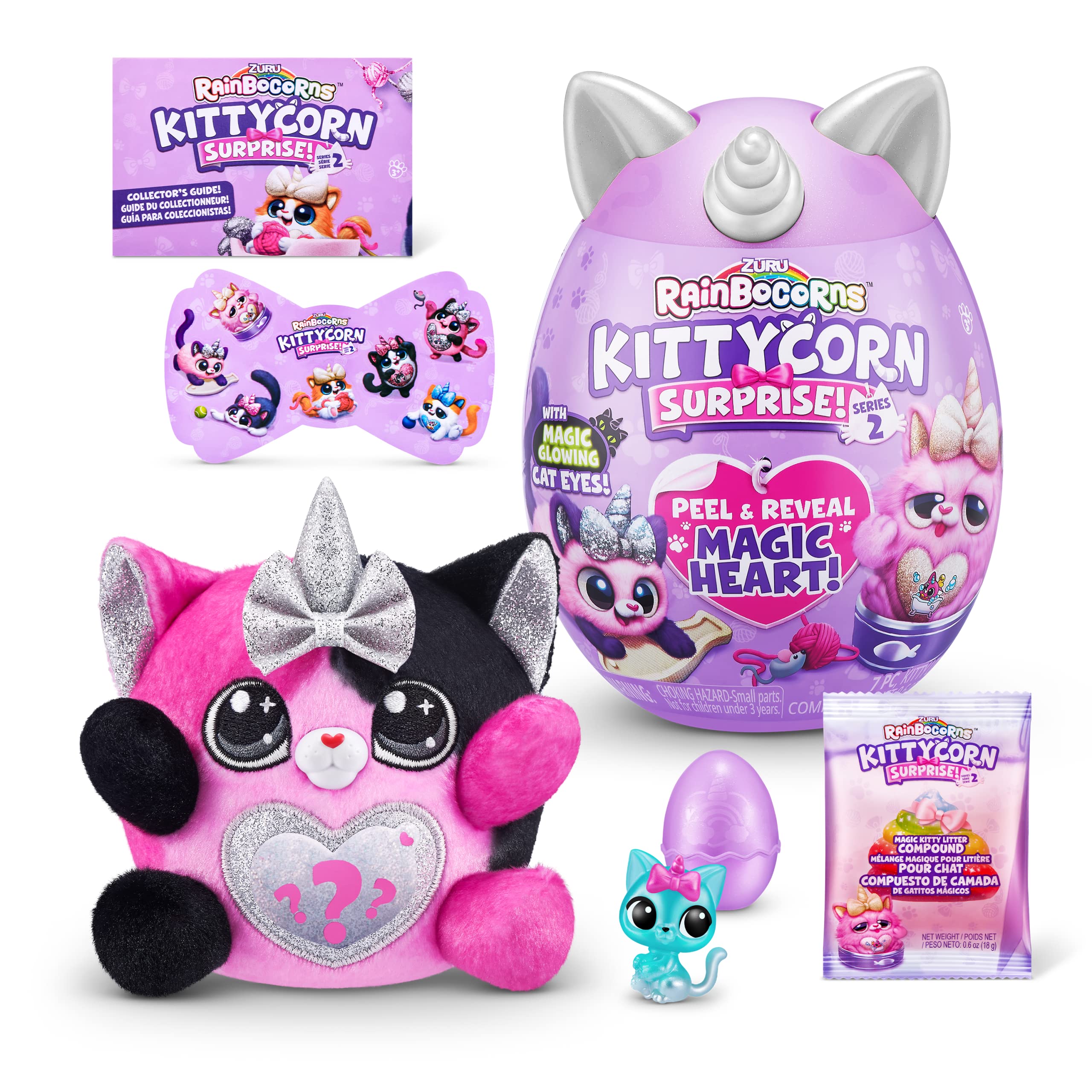 Rainbocorns Kittycorn Surprise Series 2, Mozie the Calico Cat - Collectible Plush - 10 Surprises to Unbox, Peel and Reveal Heart, stickers, Ages 3+ (Calico Cat) — image 1
