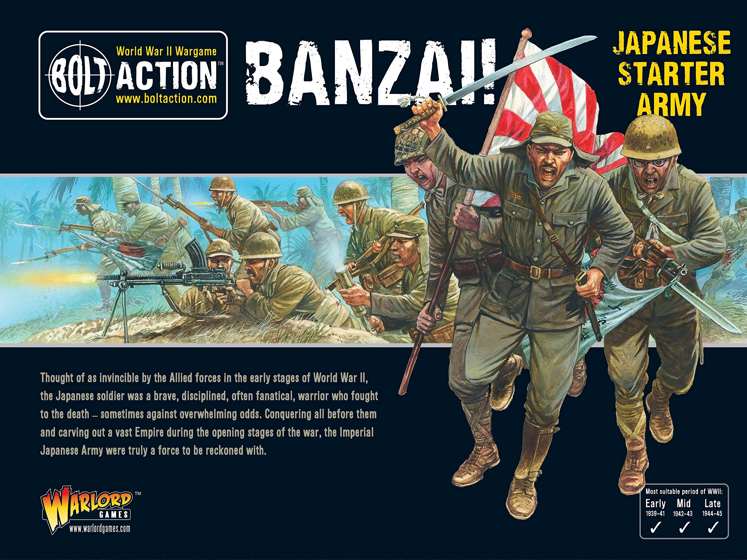 Warlord Games Banzai! Japanese Starter Army - 28mm Scale Plastic Miniatures for Bolt Action Highly Detailed World War 2 Miniatures