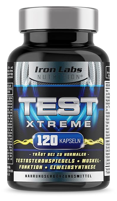 TEST XTREME® - Hardcore Booster für Männer mit Aminosäuren, Zink & Vitamin D für Testosteron & Muskelfunktion | 120 Kapseln