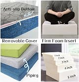 SINCERE Custom Bench Cushion, Indoor Bay Window Seat, Gray Foam Topper view 4